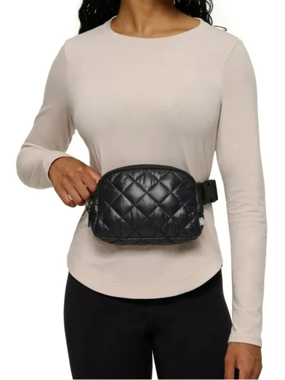 New! Lole Unisex Quilted Black Puffer Belt Bag